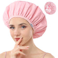 Years Calm Shower Caps For Women Reusable Waterproof，Pattern And Solid Color Dual-Layer Design For Dual-Layer Usable，Protects Hair In Shower, Spa, Cooking, Clean & Travel (Pink, One Size)
