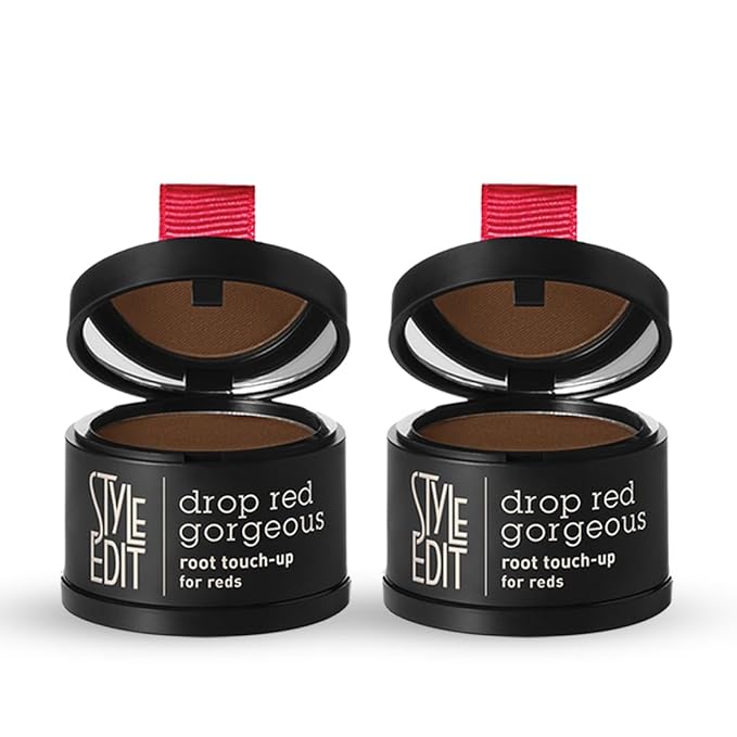Root Touch Up Powder for Dark Red Hair by Style Edit | Mineral Infused Binding Hairline Powder Cover Grays - 2 Pack