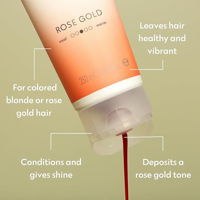 Four Reasons Color Mask - Rose Gold - (19 Colors) Toning Treatment, Color Depositing Conditioner, Tone & Enhance Color-Treated Hair - Semi Permanent Hair Dye, Vegan and Cruelty-Free, 6.76 fl oz
