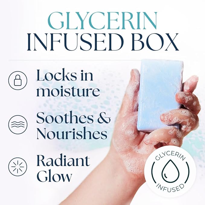 Nurture by Nature Ocean Escape Spa Gift Baskets for Women - 4 Piece Ocean Home Self Care Gift Set with Body Scrub, Bath Salts, Soap & Hand Cream - Pamper Gifts for Women Relax - Cruelty Free & Vegan