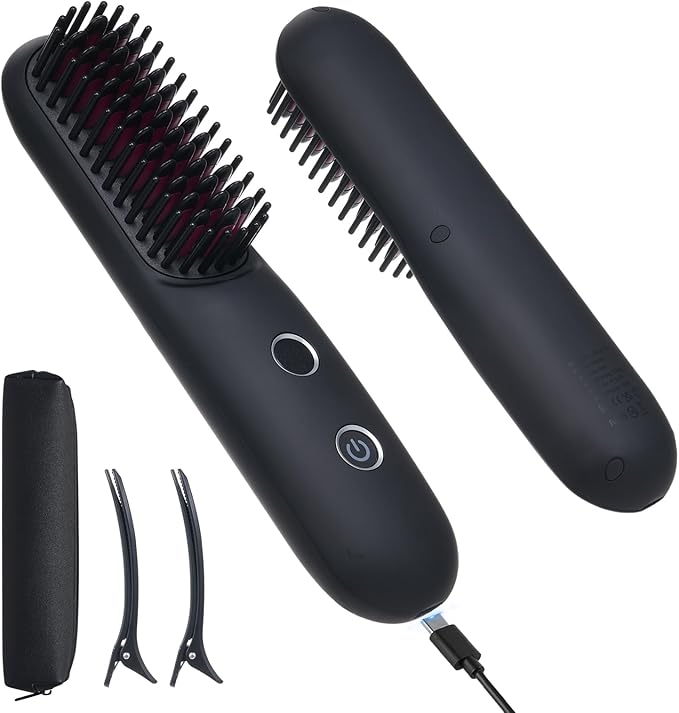 Bestauty Hot Comb Hair Straightener Comb, MCH Fast 20s Heating Technology, 320℉-356℉-392℉ 3 Levels Adjustable, Negative Ion Conditioning Hair Straightening Brush Straightener Brush (Black)