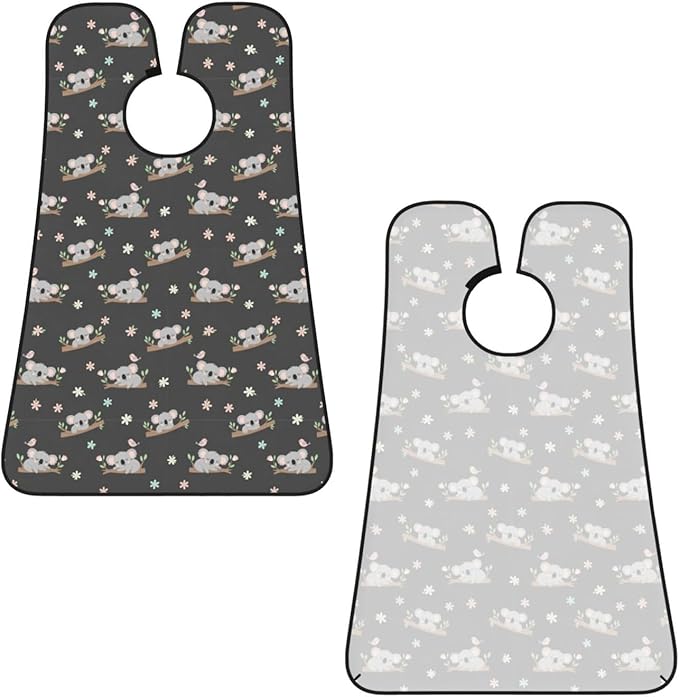 Non-Stick Beard Shaving Bib, Hair Catcher Apron with Suction Cups, Waterproof Grooming Tool for Men Husband, Cute Cartoon Koala and Flowers Floral Shave Bib