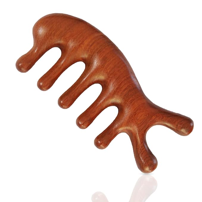 Wooden Scalp Massager Comb & Head Massage Tool,Scalp Gua Sha Wooden Hair Combs for Women and Men (DolphinWave)