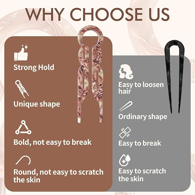 Prestige French Hair Pins, Acetate Leopard Print Hair Pin for Women,Suitable for All Hair Types (Multicolor-B-4PCS)