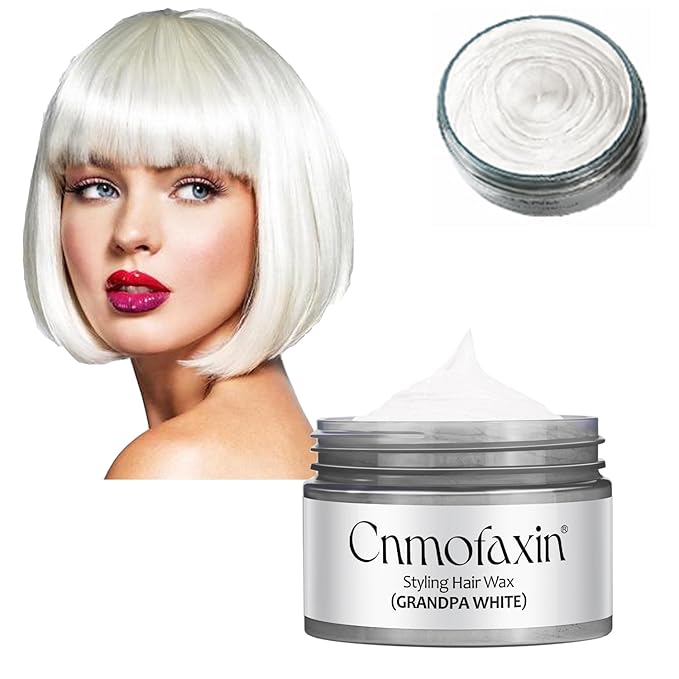 White Hair Color Wax,Temporary Hair Color Dye,Washable One-time Natural Hair Coloring Mud Wax for Halloween Cosplay, Party & Daily Use,Easy to Remove 4.23 oz