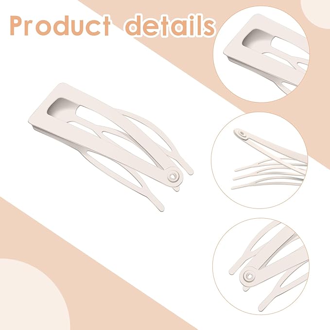 Chinco 24 Pcs Double Grip Hair Clips Metal Snap Clips Women Barrettes for Hair Making, Salon Supplies(Beige,2 Inch)
