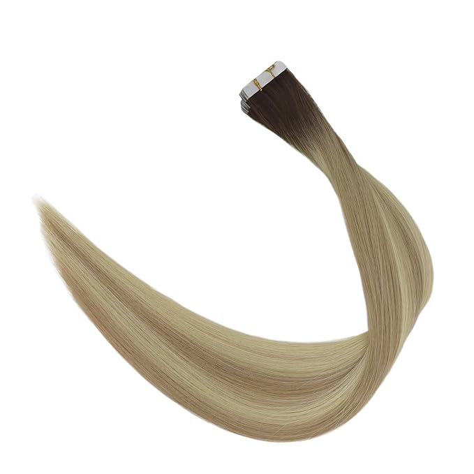 Full Shine Ombre Injected Tape in Hair Extensions Color 2/18/22 Balayage Machine Virgin Human Hair Tape in Extensions 20Inch Injection Straight Tape Ins Human Hair Extensions 25Gram 10Pcs for Travel