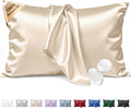 Silk Pillow Cases Standard Size 100% Mulberry Silk Pillowcase for Hair & Skin 22 Momme Both Sided Grade 6A Silk Cooling Soft Breathable 20 x 26 Inches with Hidden Zipper 1PC, Beige