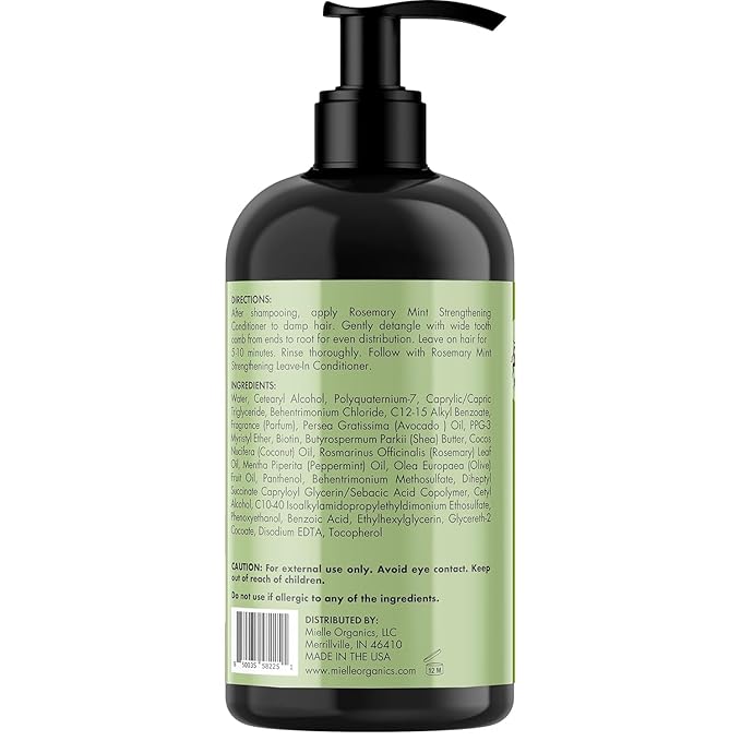 Mielle Organics Rosemary Mint Strengthening Hair Conditioner for Women & Men - Biotin Infused Detangling & Hydrating Conditioner to Increase Manageability & Support Longer, Healthier Strands, 12 oz