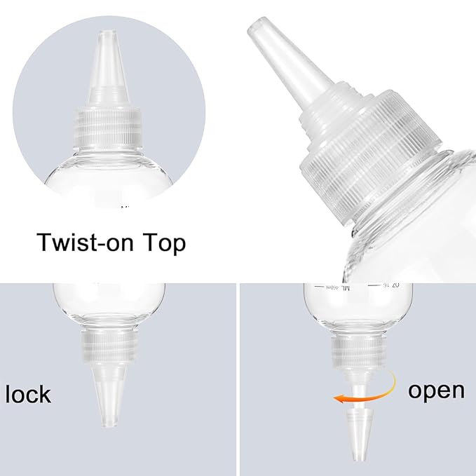 Applicator Bottle for Hair, 16.9oz 2 Packs Color Bottle Applicator with Ratio Graduated Scale, Hair Dye with Clear Twist Top Cap