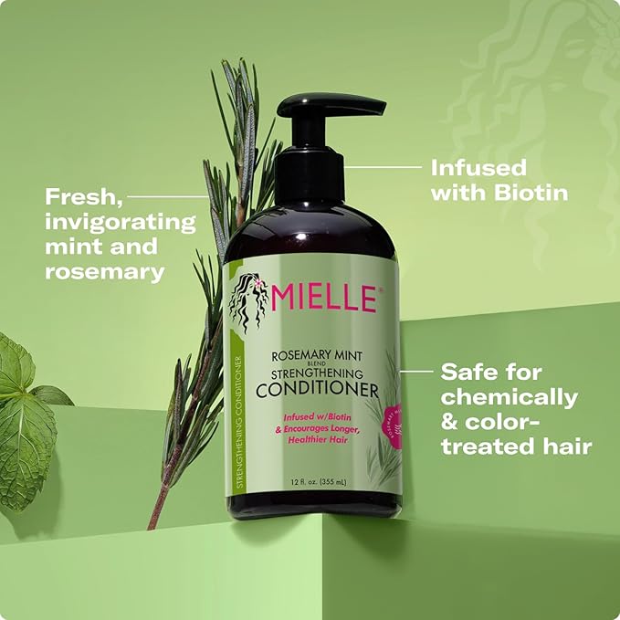 Mielle Organics Rosemary Mint Strengthening Hair Conditioner for Women & Men - Biotin Infused Detangling & Hydrating Conditioner to Increase Manageability & Support Longer, Healthier Strands, 12 oz