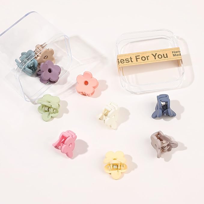 Small Hair Clips for Thin Hair - Mini Flower Clips, Tiny Strong Hold Cute Jaw Clips, Nonslip Hair Styling Accessories with Box