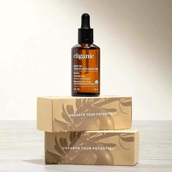 Cliganic Organic Argan Oil 8oz with Pump, 100% Pure - for Hair, Face & Skin