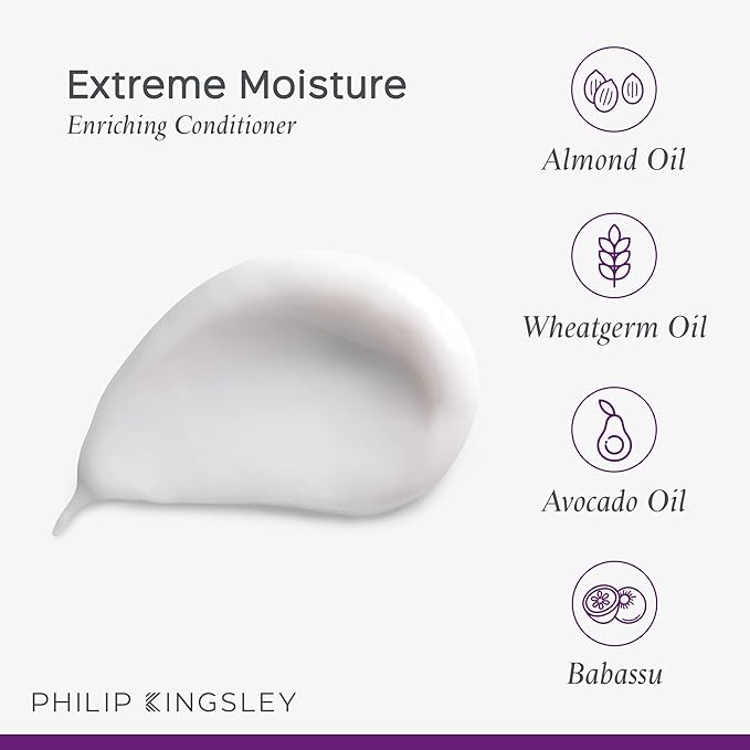 PHILIP KINGSLEY | Moisture Extreme Enriching Conditioner | For Curly, Dry, Damaged Hair | Moisturizes, Hydrates and Adds Shine| Detangles and Controls Frizz, Adds Shine | 6.76oz