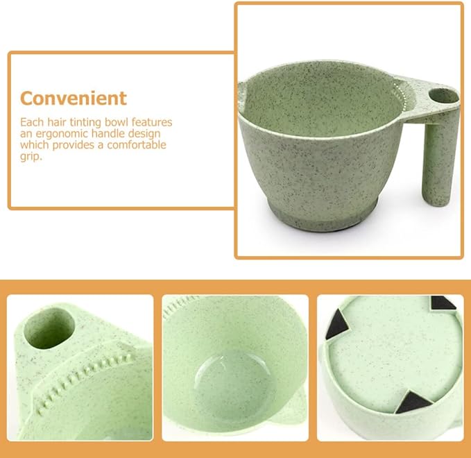 Luxshiny 2pcs Hair Dye Mixing Bowl for Salon Tint Bowl Set Ergonomic Handle Pp Material Easy to Clean