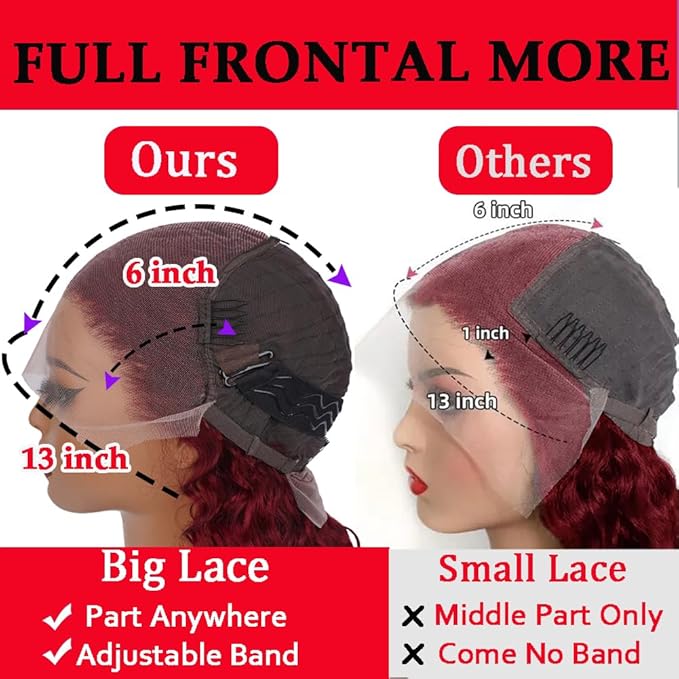 20 Inch 99J Burgundy Lace Front Wigs Human Hair 13x6 Hd Deep Wave Lace Front Wigs Human Hair Pre Plucked Red Colored Frontal Curly Wig For Women