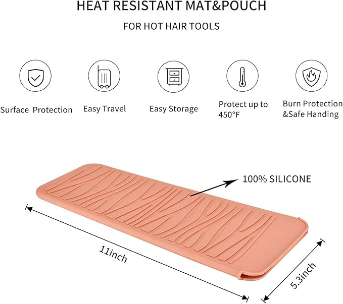 Silicone Heat Resistant Travel Pouch for Straighteners, Crimping Irons, Curling Wands, Flat Irons, and Hair Styling Tools