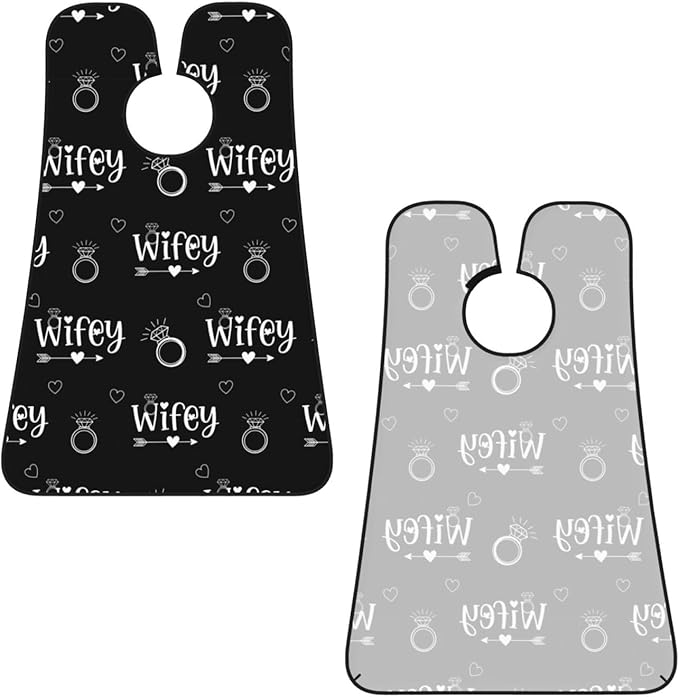 Stretchable Beard Cape, Non-Stick Hair Catcher for Trimming, Waterproof Grooming Apron, Love Heart Diamond Bride Wifey