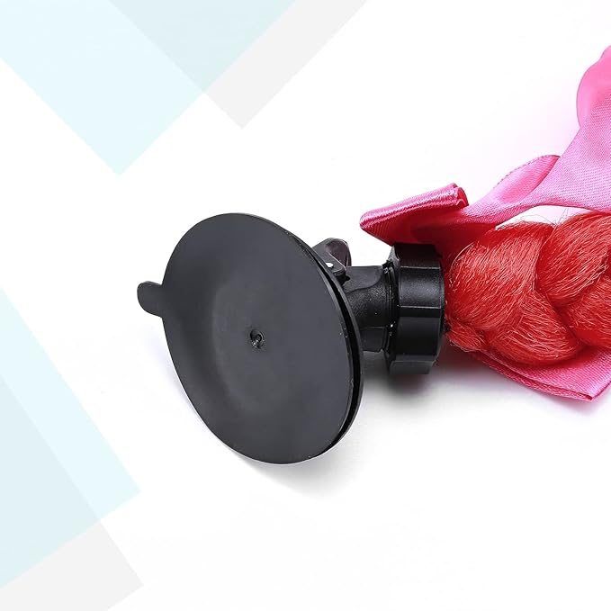 SEGO 1PCS/2PCS Helmet Pigtail Braids with Detachable Suction Cup Bowknot Ponytail Hair Many Colors (Helmet not Included)