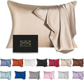 Mulberry Silk Pillowcase for Hair and Skin,Standard Size Cooling Silk Pillow Case with Hidden Zipper,Allergen Proof Dual Sides Soft Breathable Smooth Silk Pillow Cover for Women(Standard,Champagne)