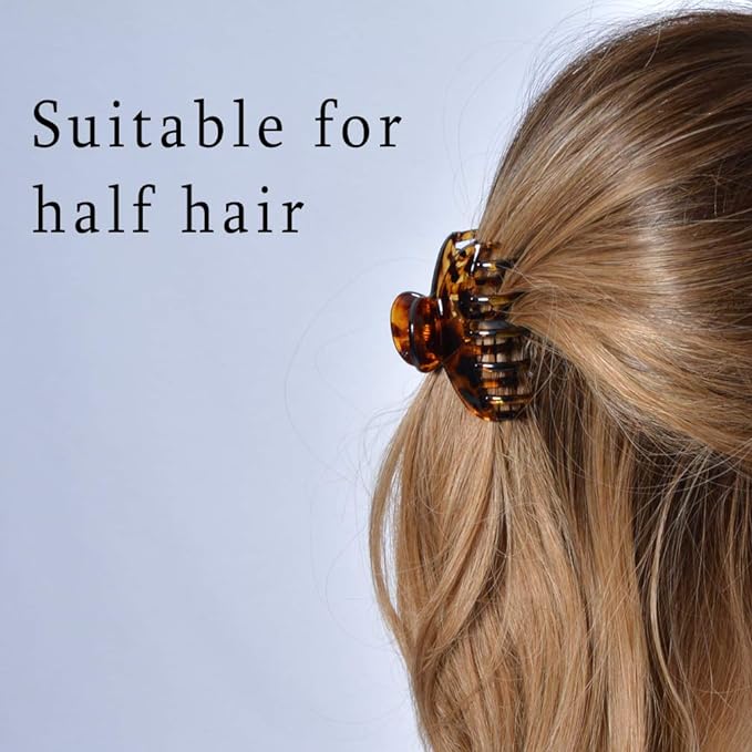 DEEKA 3 PCS 2.5 Inch Tortoise Shell Hair Claw Clips Double Row Teeth Plastic Hair Jaw Clips Hair Barrettes Thick Medium Thin Hair Clips for Women