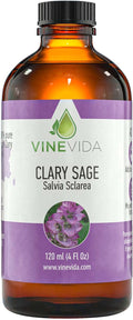 VINEVIDA Clary Sage Essential Oil 4 oz - Undiluted Candle Scent DIY Scents for Candlemaking Bulk Soap Making Safe Skin, Pack of 1,4 Fl Oz,120 milliliters,7.18 Ounces