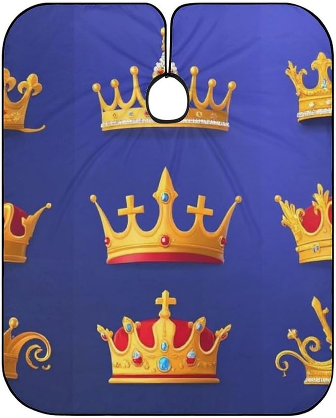 Men's Soft Hair Cutting Cape with Adjustable Closure Barber Cape Purple Blue Gold Royal Crown