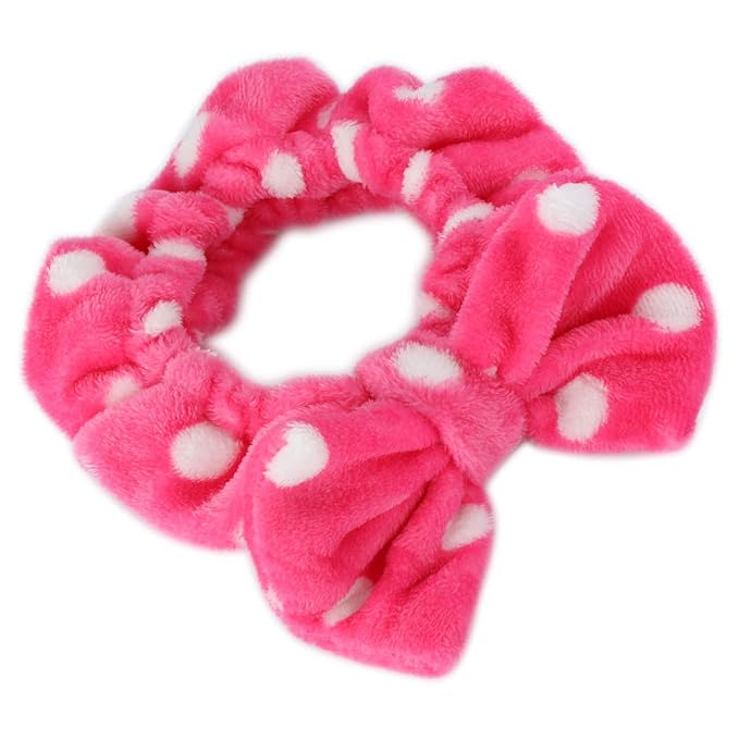 Hairizone Makeup Wrap Headband for Facial Wash Shower Hairband Adjustable Elastic Bowknot Cosmetics Hair Band for Women (Roseo)