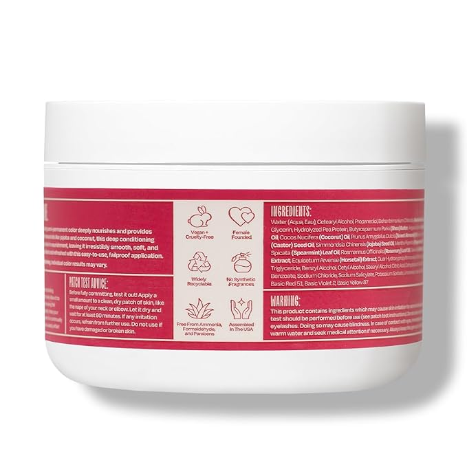 Overtone Semi Permanent Hair Color Conditioner, Raspberry Pink, 8 oz, Nourishing, Damage-Free, Color Depositing Mask for All Hair Types with Shea Butter & Coconut Oil, Vegan & Cruelty-Free