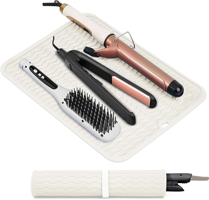 Oversize Silicone Heat Resistant Mat, Portable Travel Mat Cover for Curling Irons, Flat Irons, Hair Straightener and Hot Hair Styling Tools(14.2" x 11")