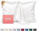 Silk Pillow Cases Standard Size 100% Mulberry Silk Pillowcase for Hair & Skin 22 Momme Both Sided Grade 6A Silk Cooling Soft Breathable 20 x 26 Inches with Hidden Zipper 1PC, White