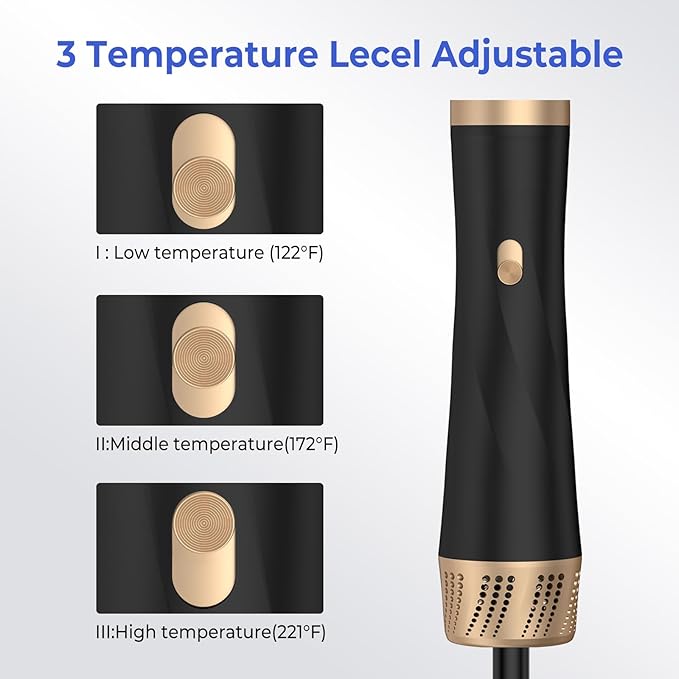Hair Dryer Brush 5 in 1, Blow Dryer Brush Set with Air Curler Wrap Hair Styler, Negative Ionic Blow Dry Brush, Detachable Hair Tool for Curling, Volumizer,Straightener,Drying