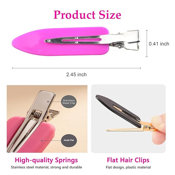 No Crease Hair Clips Makeup Pin Curl Clip Bulk 40Pcs Multicolor No Bend Dent Bang Creaseless Hair Clips for Makeup Application Bangs Hairpin Setting Pins Clip for Women Styling (Purple)