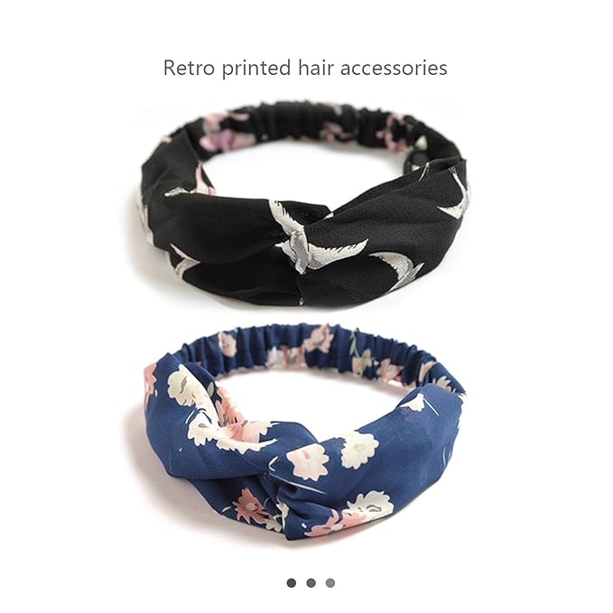 DRESHOW 10 Pack Boho Headbands for Women Girls Criss Cross Elastic Hair Band Twisted Head Wrap Floral Hair Accessories