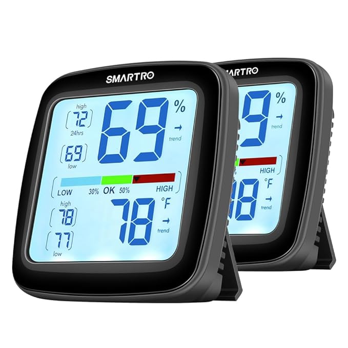 SMARTRO SC42 Professional Digital Hygrometer Indoor Thermometer Room Humidity Gauge Pro Accuracy Calibration 2 Pieces (2)