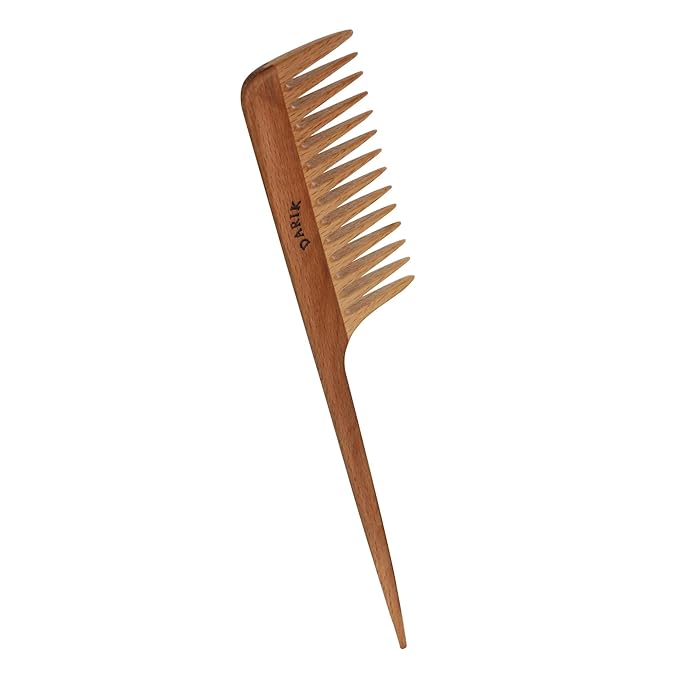 Wide Tooth Wooden Comb Handmade - Natural Vintage Style Wide Tooth Comb for Curls Gentle Styling - Anti-Static Wood Hair Combs For Women Detangling (Wide Tooth Tail Comb)