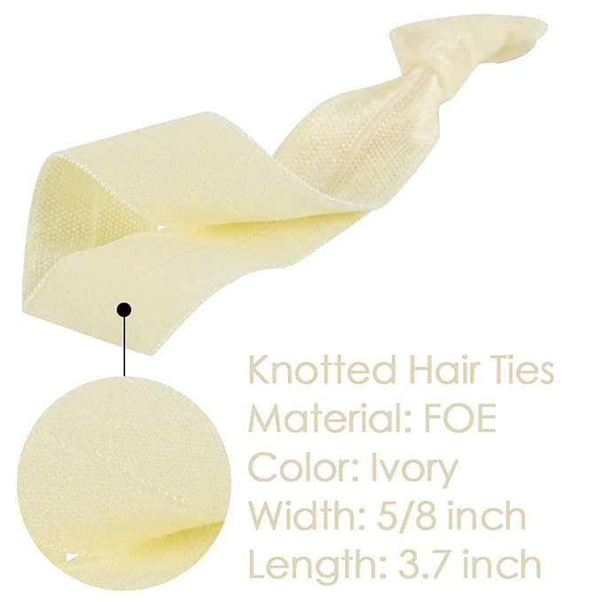 MEEDEE 100 Pack Beige Color Hair Ties For Women No Crease Soft Elastic Ribbon No Damage Beige Hair Ties Knotted Ouchless Hair Ribbon Yoga Hair Ribbons Elastic Bracelets