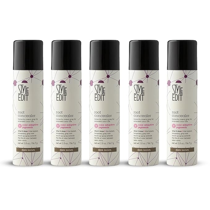 Style Edit Root Concealer Touch Up Spray (Multiple Colors Available) - Instantly Covers Greys And Roots - Professional Salon Quality Grays Cover Up Hair Products for Women Dark Brown 2 Ounce PACK OF 4 PLUS 1 FREE (Total Of 5)