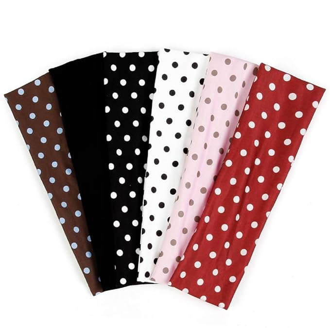 TERSE Polka Dot Headbands for Women Trendy Women Hair Accessories: Cute Head Bands for Women's Hair Fashion Hairbands 6PCS