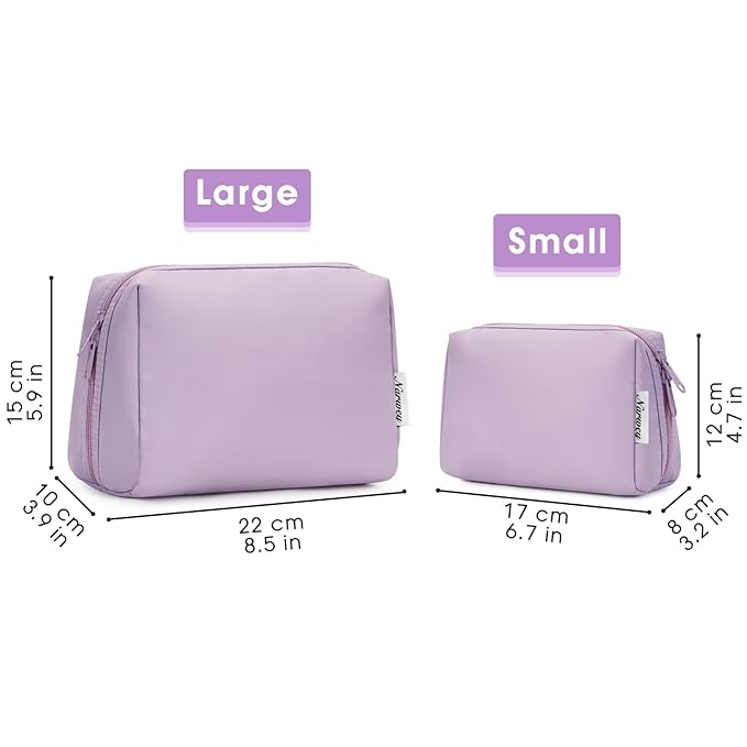 Narwey Cute Makeup Bag Travel Cosmetic Bag Organizer Toiletry Bag Make Up Bags with Compartments for Women Girls (Large, Purple)