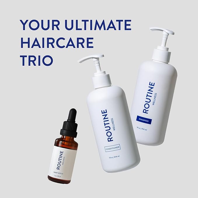Routine Wellness Hair Treatment Serum for Thinning Hair - Plant-Based Rosemary, Tea Tree & Argan Oils Blend for Strength, Shine & Softer Hair - Clean Ingredients, All Hair Types - 30ml (Pack of 3)