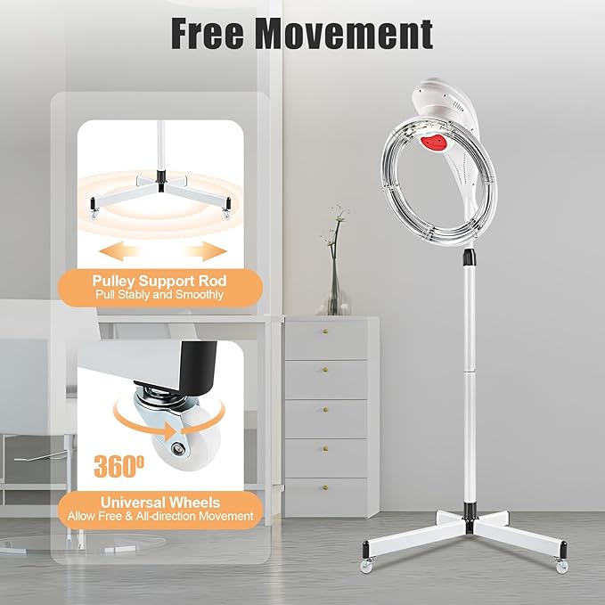 YIYIBYUS Stand Hair Dryer, Professional Orbiting Rotating Hair Processor Hair Dyeing, Oil Treatment, Hair Drying, Heating, Perm Styling for Salon SPA (White)