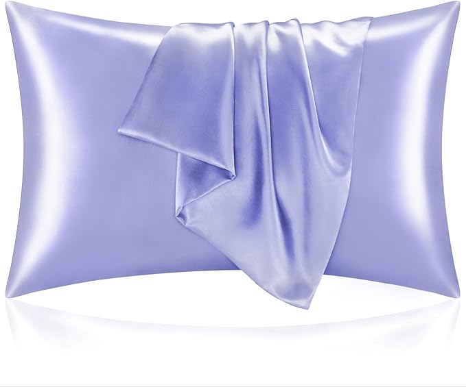 BEDELITE Satin Pillowcase for Hair and Skin, Super Soft and Cooling Similar to Silk Pillow Cases 2 Pack with Envelope Closure, Gift for Women Men(20"x36" King Size, Lilac)