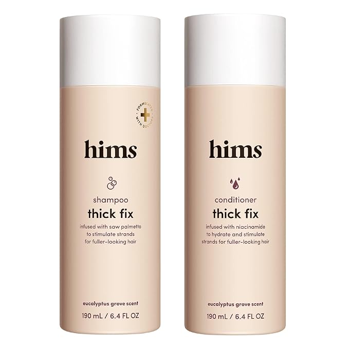 hims Thick Fix Shampoo & Conditioner Set - Saw Palmetto for Healthy Hair Growth & Thickening - Scalp Cleansing - Vegan, Sulfate-Free & Cruelty-Free - Eucalyptus Scent, 6.4 fl oz