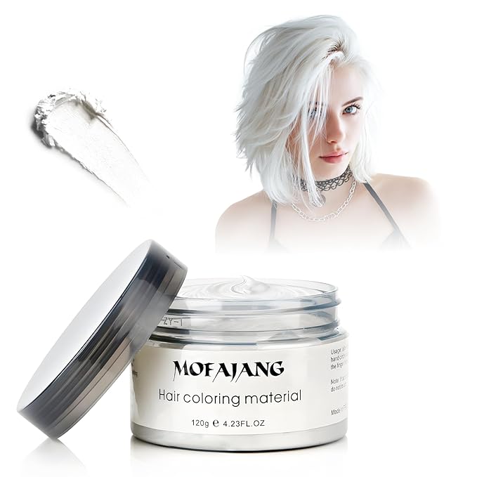 White Temporary Hair Color Wax - SOVONCARE Washable Hair Dye for Men & Women, All-Day Hold Disposable Hair Styling Clays for Party, Cosplay & Daily 4.23 oz