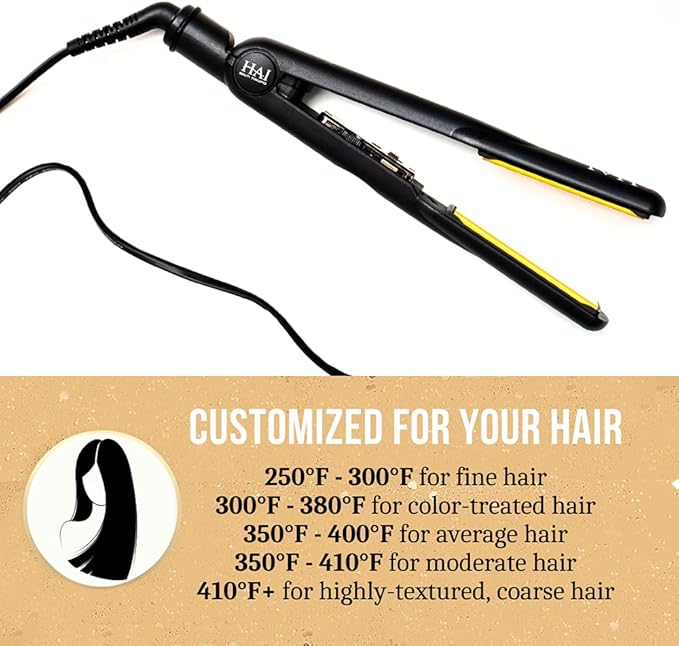 HAI Beauty Concepts Convertible Flat Iron for Women, Professional Ceramic Fast Heating Hair Flat Iron with 5 Temperature Levels - Best Hair Straightener for All Hair Types - Gold
