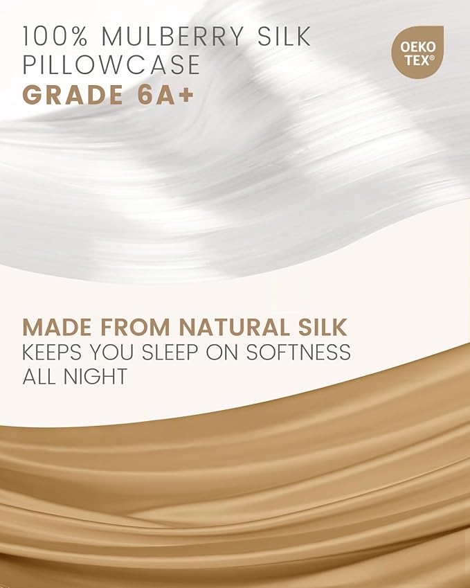 THXSILK 100% Mulberry Silk Pillowcase for Hair and Skin, Grade 6A+ Silk Pillow Case with Hidden Zipper, Hypoallergenic Pillow Case with Zipper, 1pc (Queen 20"x30", Metallic Gold)