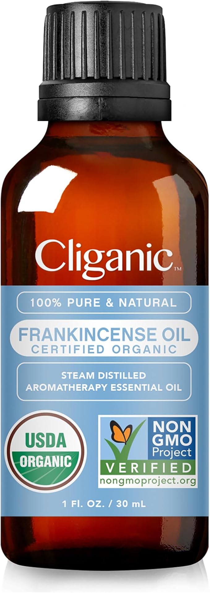 Cliganic USDA Organic Frankincense Essential Oil, 1oz - Boswellia Serrata, 100% Pure Natural Undiluted, for Aromatherapy | Non-GMO Verified (Packaging May Vary)