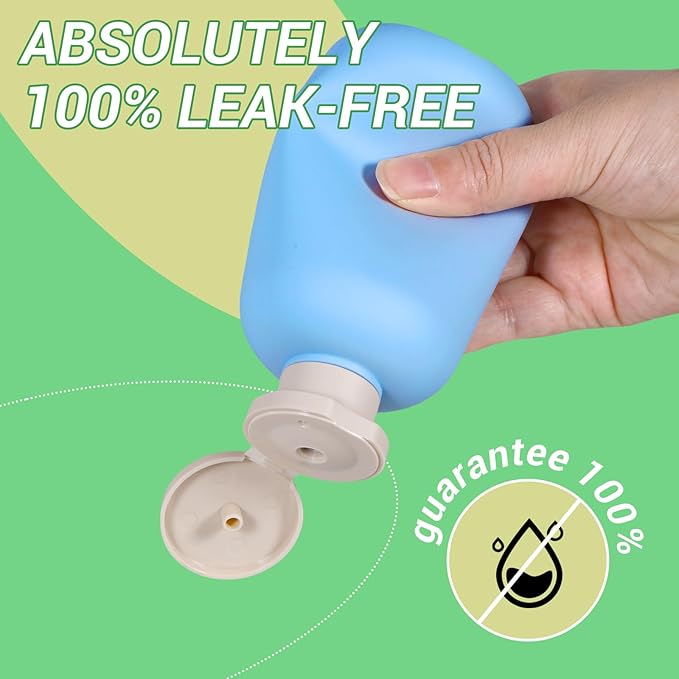 ASEVAT 6.7oz Sealed Plastic Travel Shampoo Bottles, Travel Shampoo and Conditioner Bottles Refillable, Empty Squeeze Bottle, Hand Soap Dispenser for Vacation, Gym, Home(BlueNavyGrey)