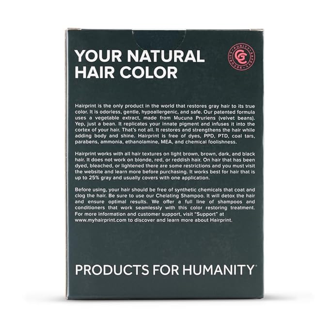 Hairprint True Color Restorer Plus in Dark | Enhanced Gray Coverage with Extra Restore Application | Dye-Free and Non-Toxic | Replenishes Natural Pigment | Patented Technology by Dr. John Warner